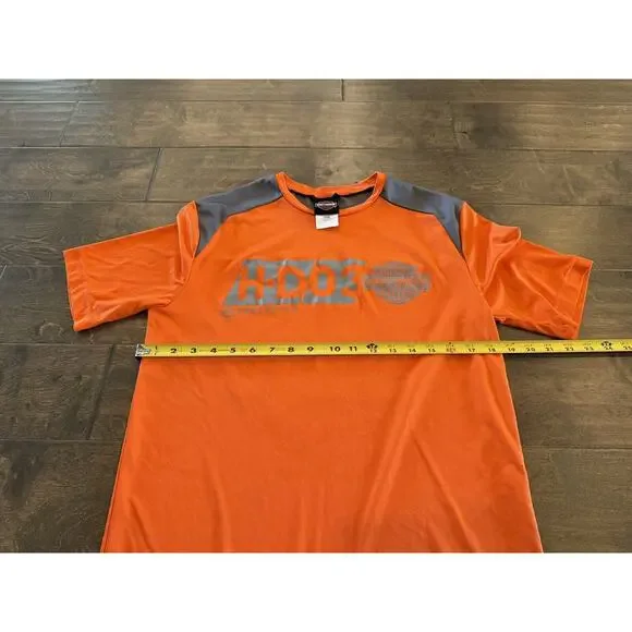 Harley Davidson Mens Orange H-DO3 Las Vegas Nevada Short Sleeve Shirt Size M - Picture 9 of 10